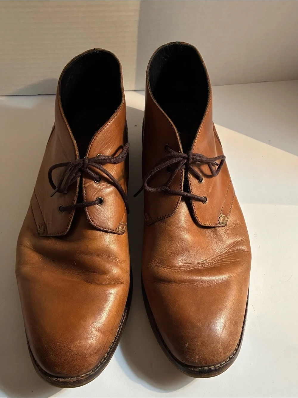 Vintage Men's Brown Leather Chukka Boots - Sleek Lace-Up Comfort Men’s 44 (10)